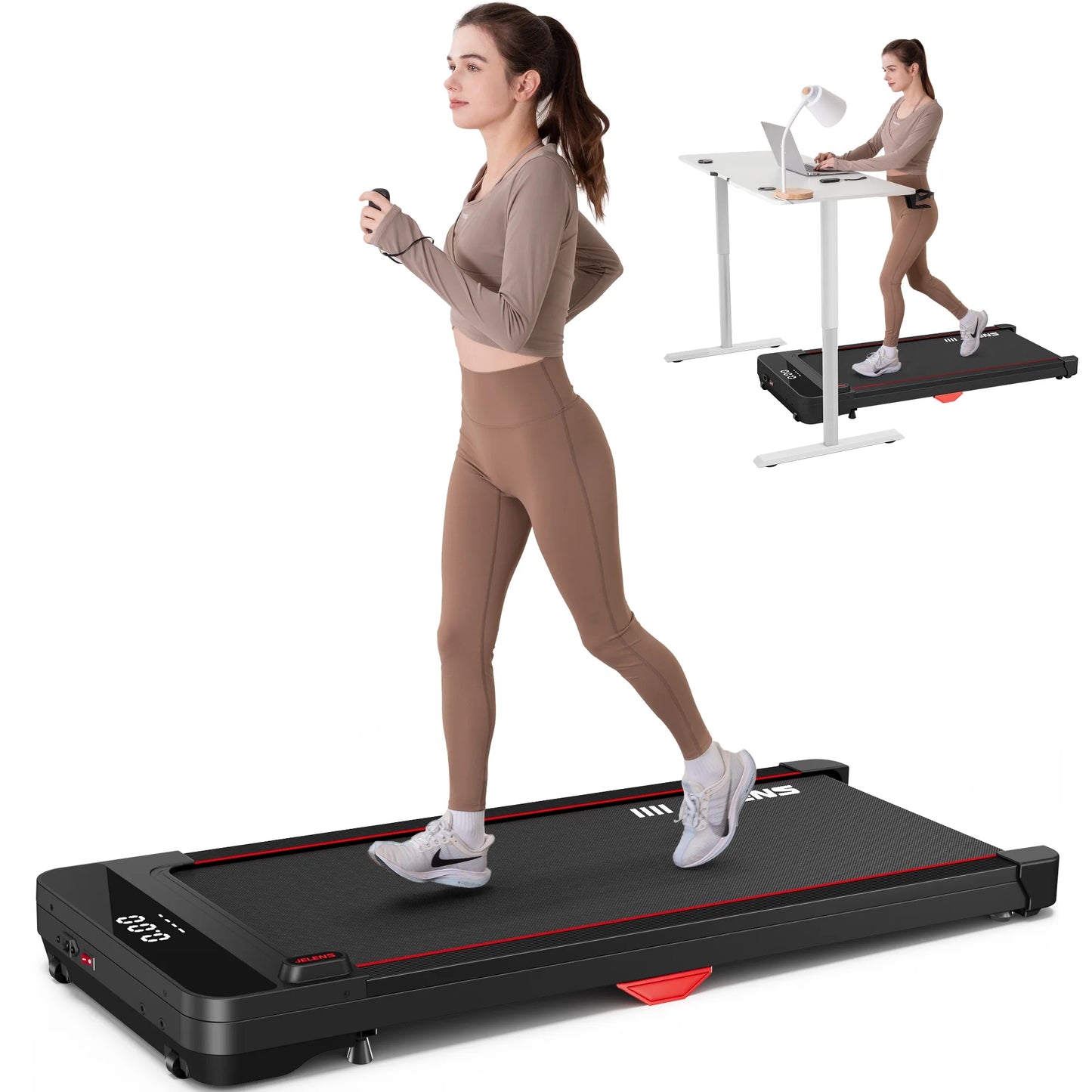 Walking Pad, under Desk Treadmill, 2.5HP Portable Treadmills for Home Office, Walking Jogging Machine with Remote Control, LED Display