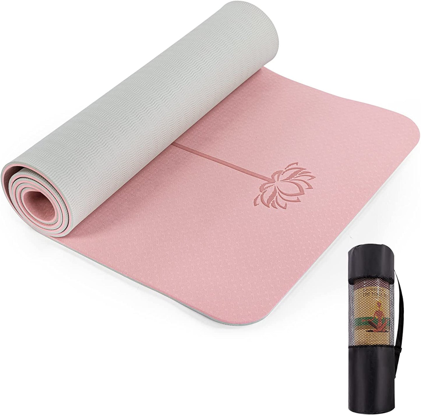 Yoga Mat Extra Thick 1/3'' Non Slip Yoga Mats for Women Eco Friendly TPE Fitness Exercise Mat with Carrying Sling & Storage Bag